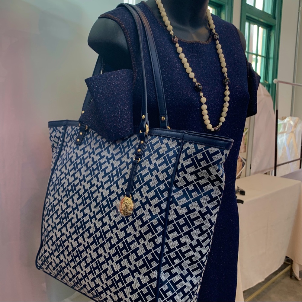 BCBG Maxazria Navy Blue and Gold Dress